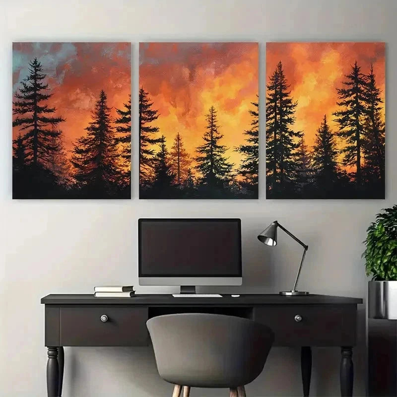 3pcs Mountain Sunset Landscape Perfect Wall Art Set Canvas Framed 50x70cm - High Quality Print 100% Australian Made Wall Canvas Ready to Hang