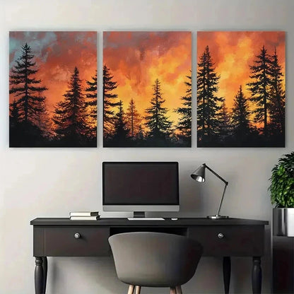 3pcs Mountain Sunset Landscape Perfect Wall Art Set Canvas Framed 50x70cm - High Quality Print 100% Australian Made Wall Canvas Ready to Hang