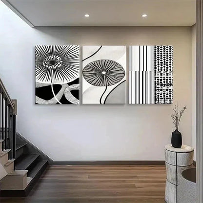 3pcs Geometric and Linear Flower Design Perfect Wall Art Set Canvas Unframed - High Quality Print 100% Australian Made Wall Canvas - Bella Home Decor