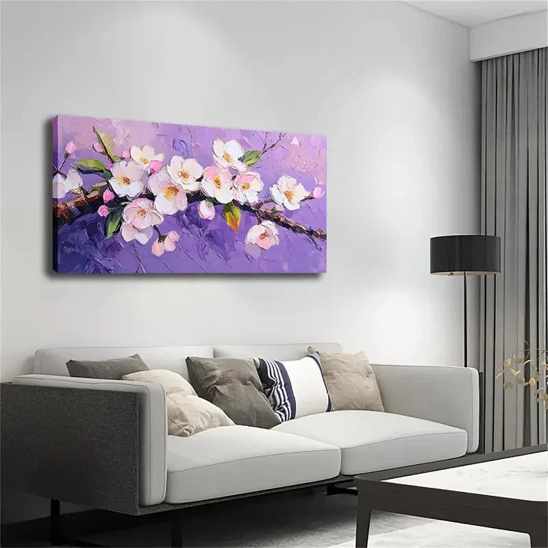 Elegant White & Pink Floral Wall Art Canvas Office Home Room Framed 120x60cm