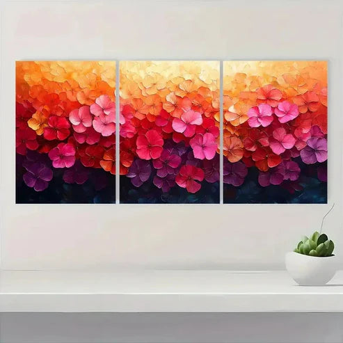 3pcs Bougainvillea Vibrant Floral VF Wall Art Set Canvas Unframed - High Quality Print 100% Australian Made Wall Canvas