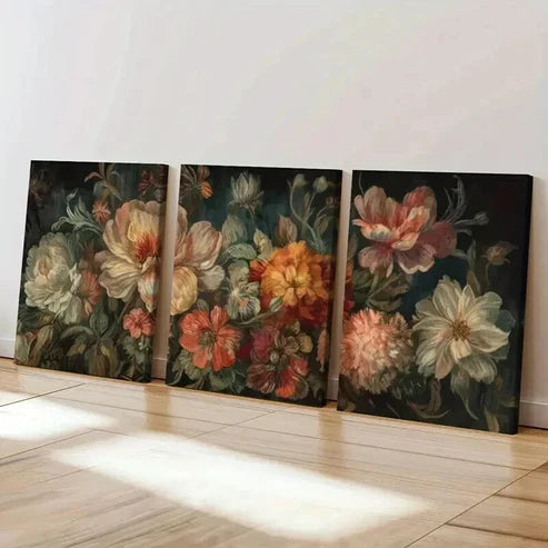 3pcs Botanical Floral Illustrations Decor   Wall Art Set Canvas Unframed - High Quality Print 100% Australian Made Wall Canvas - Bella Home Decor