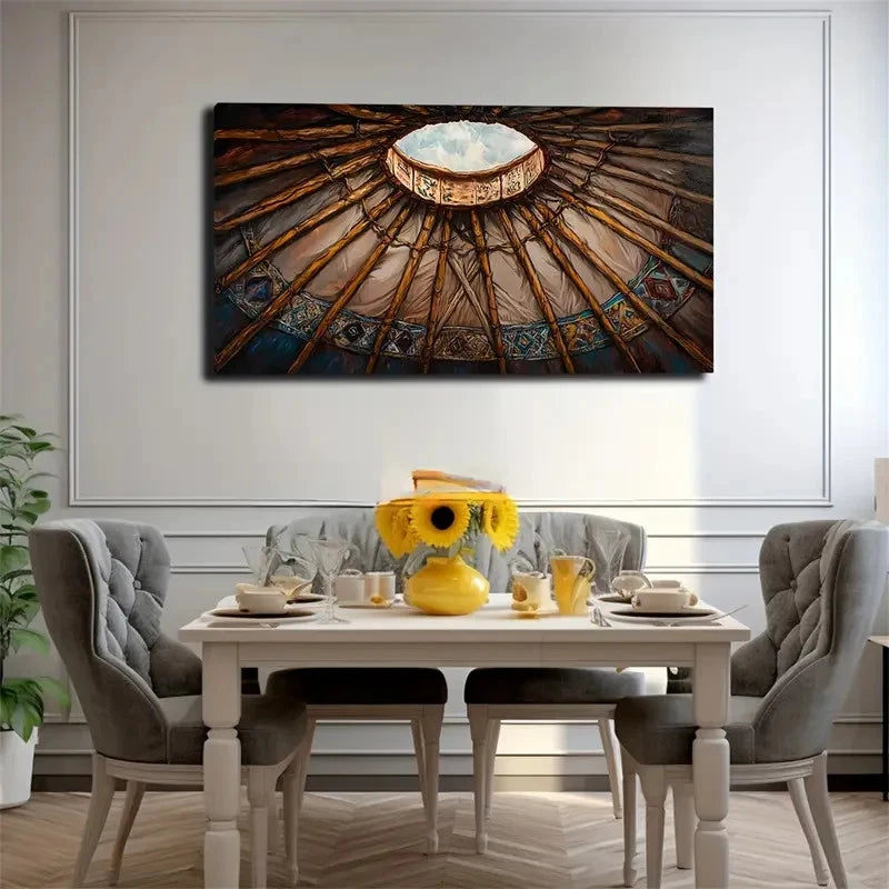 Abstract Minimalist Modern Yurt Wall Art Canvas Office Home Room Framed 120x60cm