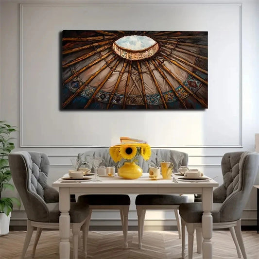 Abstract Minimalist Modern Yurt Wall Art Canvas Office Home Room Framed 120x60cm