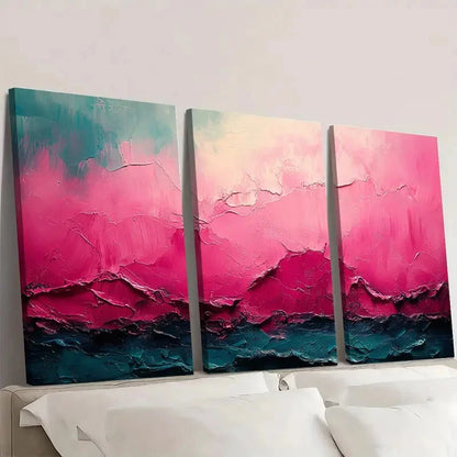 3pcs Hot Pink Emerald Green Coastal JK   Wall Art Set Canvas Framed 60x90cm - High Quality Print 100% Australian Made Wall Canvas Ready to Hang