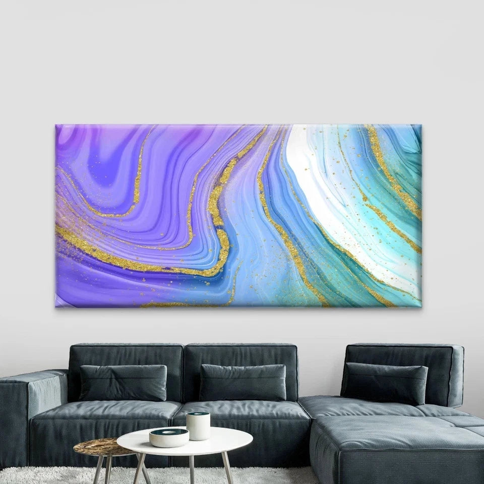 Abstract Liquid Marble Design Wall Art Canvas Office Home Room Framed 120x60cm