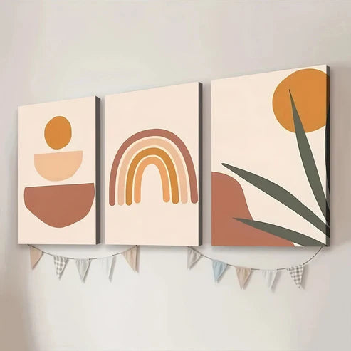 3pcs Classic Modern Style Abstract Pinewood  Art Set Canvas Unframed - High Quality Print 100% Australian Made Wall Canvas - Bella Home Decor