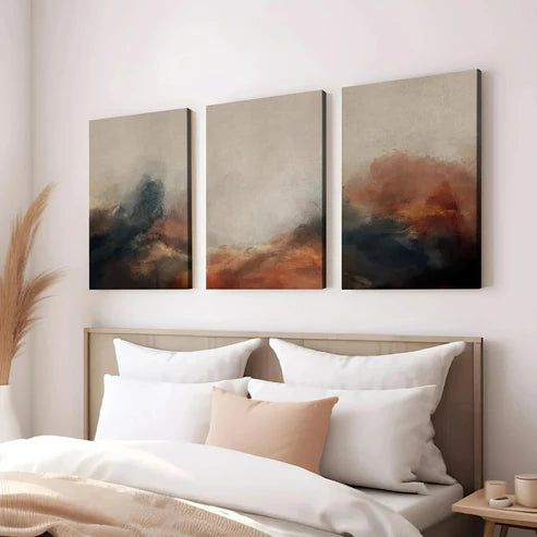 3pcs Modern Abstract Black & Gold Gray Dark Blue Art Set Canvas Unframed - High Quality Print 100% Australian Made Wall Canvas