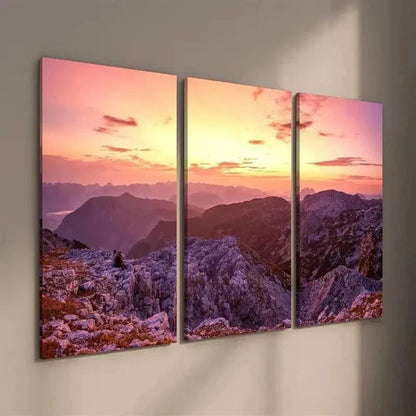 3pcs Krippenstein Sunrise Mountain Landscape Wall Art Set Canvas Framed 50x70cm - High Quality Print 100% Australian Made Wall Canvas Ready to Hang