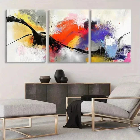 3pcs Colorful Abstract Expressionist Perfect  Art Set Canvas Unframed - High Quality Print 100% Australian Made Wall Canvas - Bella Home Decor