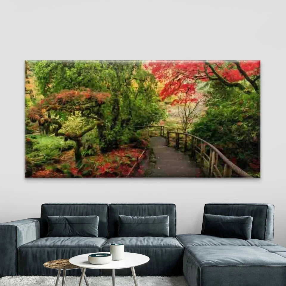 Red Maple Leaves & Japanese Wall Art Canvas Office Home Room Framed 120x60cm