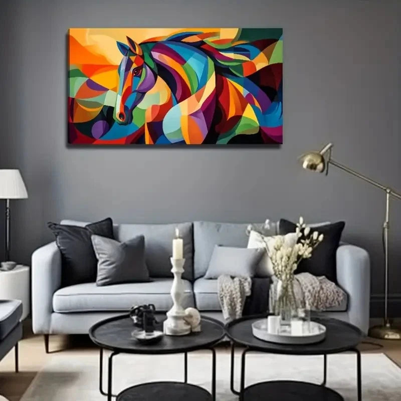 Abstract Horse Perfect Wall Art Canvas Office Home Room Framed 120x60cm