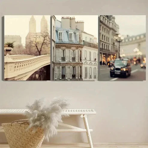 3pcs London Cars and City Bow Bridge Wall Art Canvas Unframed - High Quality Print 100% Australian Made Wall Canvas