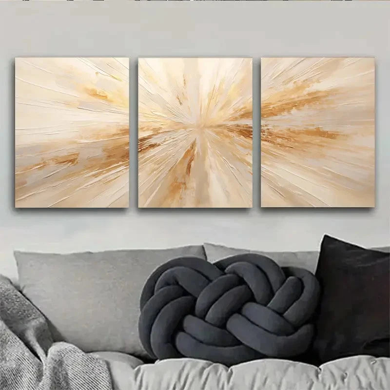 3pcs Golden Tones - Contemporary  GC Wall Art Set Canvas Framed 50x70cm - High Quality Print 100% Australian Made Wall Canvas Ready to Hang - Bella Home Decor