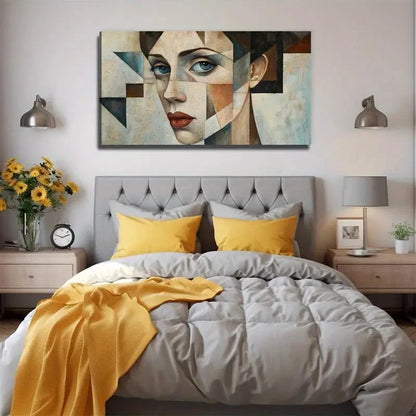 Female Face Conference Wall Art Canvas Office Home Room Framed 120x60cm.