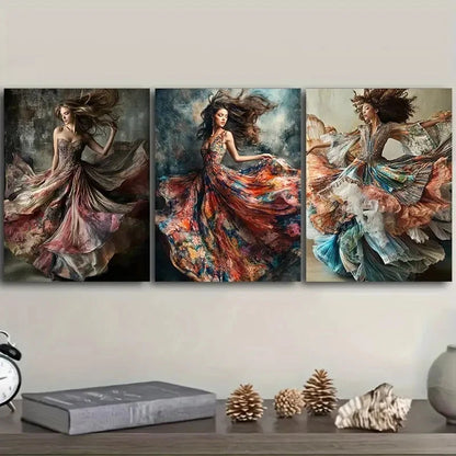 3pcs Women dance Wall Art Set Canvas Framed 60x90cm - High Quality Print 100% Australian Made Wall Canvas Ready to Hang - Bella Home Decor