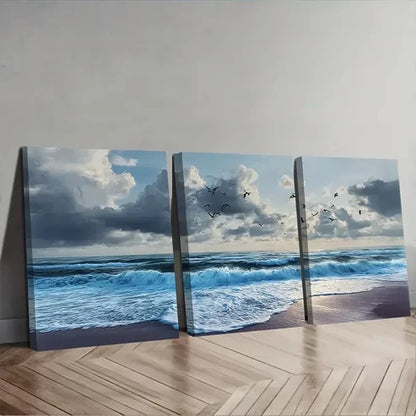 3pcs Birds In Flight & Cloudy Wall Art Set Canvas Unframed - High Quality Print 100% Australian Made Wall Canvas - Bella Home Decor