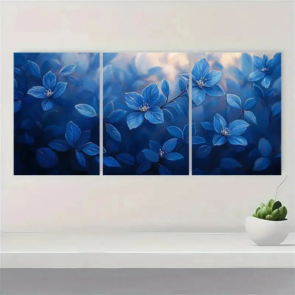 3pcs  Blue Pellaea Canvas Print Blue NB  Wall Art Set Canvas Framed 50x70cm - High Quality Print 100% Australian Made Wall Canvas Ready to Hang - Bella Home Decor