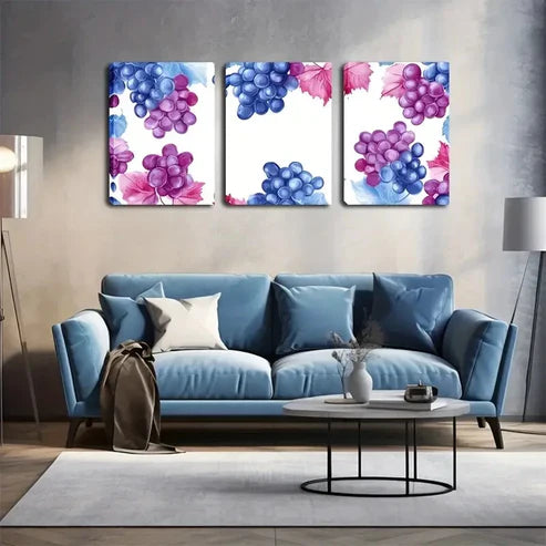 3pcs The Grape Figurative Style Wall Art Canvas Unframed - High Quality Print 100% Australian Made Wall Canvas