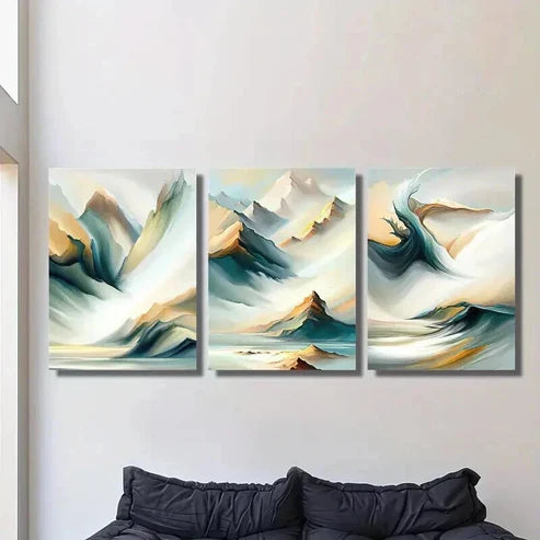 3pcs Fashionable Mountain Light Texture Wall Art Set Canvas Unframed - High Quality Print 100% Australian Made Wall Canvas