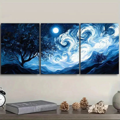3pcs The starry night sky Decoration  Wall Art Set Canvas Framed 40x60cm - High Quality Print 100% Australian Made Wall Canvas Ready to Hang
