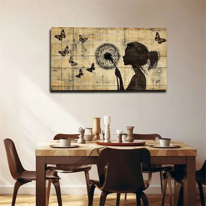 Holding Dandelion Woman Wall Art Canvas Office Home Room Framed 120x60cm