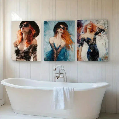 3pcs Elegant Fashionista Stylish Woman Perfect Wall Art Canvas Unframed - High Quality Print 100% Australian Made Wall Canvas