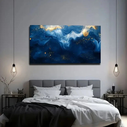 Modern Landscape Blue Nature Wall Art Canvas Office Home Room Framed 120x60cm