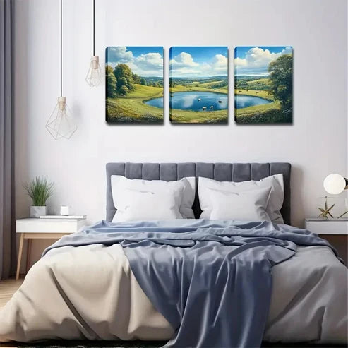 3pcs Sunny Weather Elegant Style Wall Art Set Canvas Unframed - High Quality Print 100% Australian Made Wall Canvas