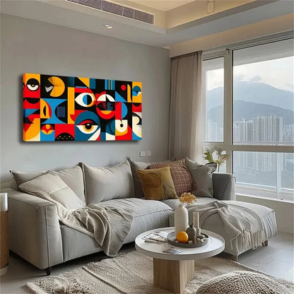 Vibrant Geometric Shapes Modern Wall Art Canvas Office Home Room Framed 120x60cm - Bella Home Decor