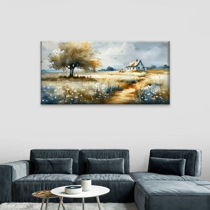 The House In The Middle Field Wall Art Canvas Office Home Room Framed 120x60cm