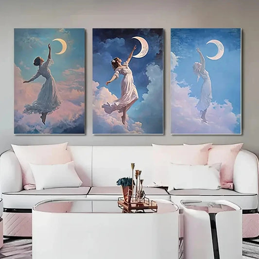 3pcs Funky woman Kitchen Dorm Wall Art Canvas Framed 40x60cm - High Quality Print 100% Australian Made Wall Canvas Ready to Hang