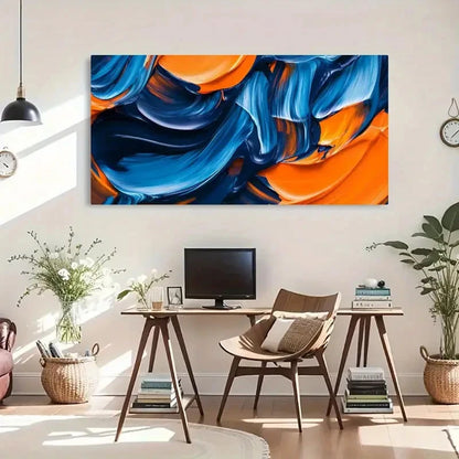 Large Abstract Stripes Décor Wall Art Canvas Office Home Room Framed 120x60cm - Bella Home Decor