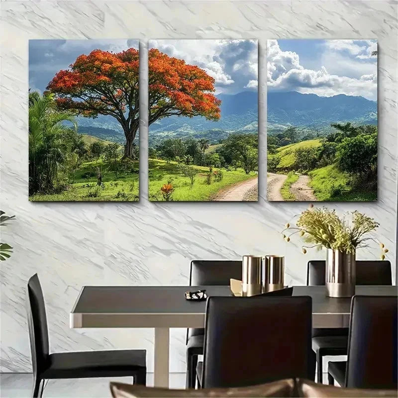3pcs Honduras Botanical Tegucigalpa Perfect Wall Art Set Canvas Framed 50x70cm - High Quality Print 100% Australian Made Wall Canvas Ready to Hang