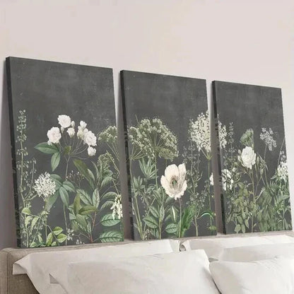 3pcs Vintage Rustic Garden Floral Painting Wall Art Set Canvas Unframed - High Quality Print 100% Australian Made Wall Canvas