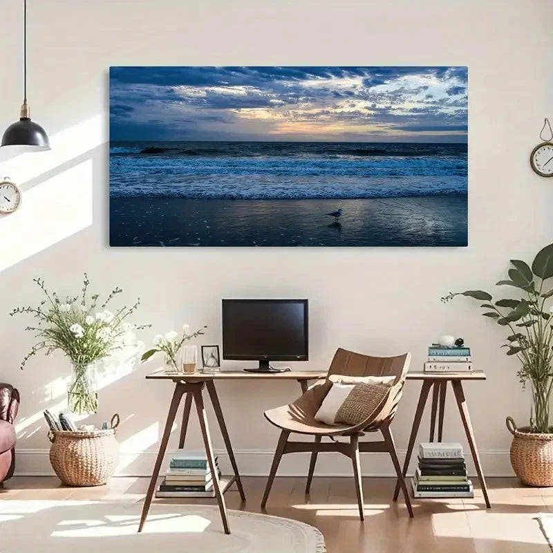 Sunrise Ocean Modern Decor Wall Art Canvas Office Home Room Framed 120x60cm
