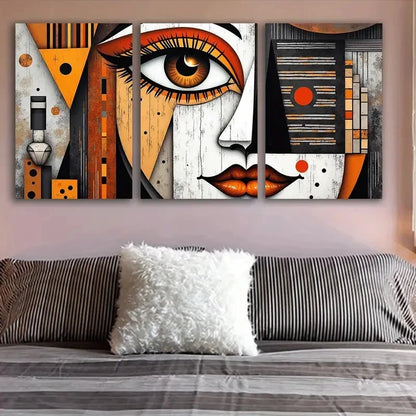 3pcs Woman’s Face Wall Art Set Canvas Framed 50x70cm - High Quality Print 100% Australian Made Wall Canvas Ready to Hang
