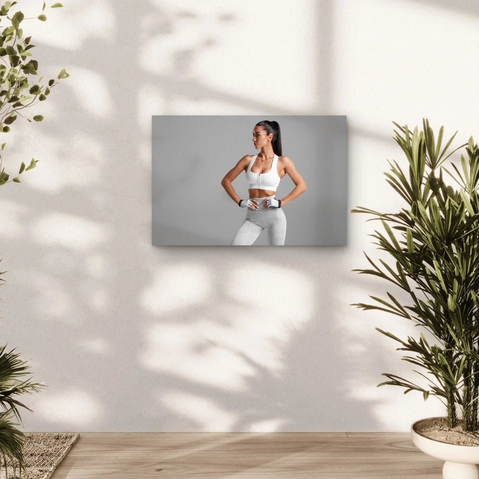 Woman Fitness Model Sports Bra 5mm thick Plastic Poster Ready to Hang 90x60cm