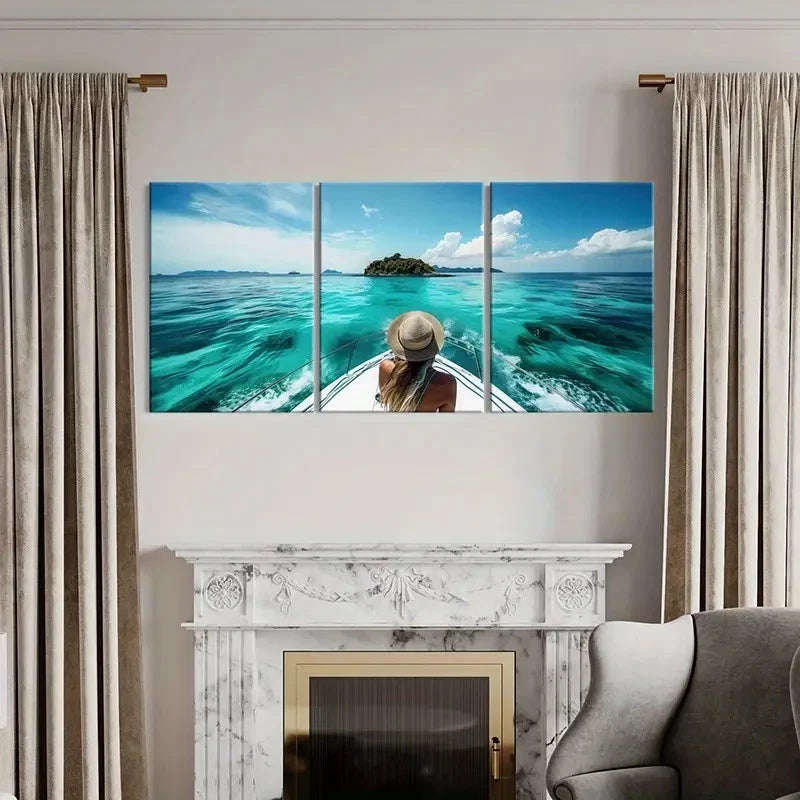 3pcs Australian Torres Strait Islands Travel  Wall Art Set Canvas Framed 40x60cm - High Quality Print 100% Australian Made Wall Canvas Ready to Hang - Bella Home Decor