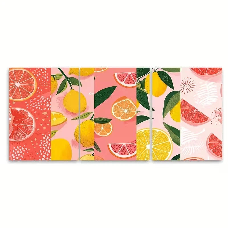 3pcs Pink & Green Retro Italian Summer Kitchen Wall Art Set Canvas Framed 40x60cm - High Quality Print 100% Australian Made Wall Canvas Ready to Hang