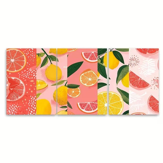 3pcs Pink & Green Retro Italian Summer Kitchen Wall Art Set Canvas Framed 40x60cm - High Quality Print 100% Australian Made Wall Canvas Ready to Hang