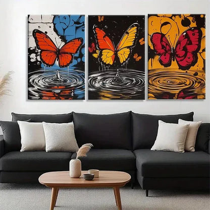 3pcs Colorful Abstract Butterfly Designs Perfect Wall Art Canvas Unframed - High Quality Print 100% Australian Made Wall Canvas