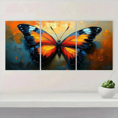 3pcs Vibrant Abstract Butterfly YU  Wall Art Set Canvas Framed 50x70cm - High Quality Print 100% Australian Made Wall Canvas Ready to Hang - Bella Home Decor