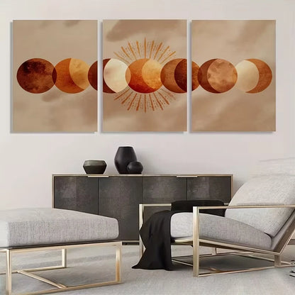 3pcs Bohemian Moon Phase Triptych Mural        Wall Art Set Canvas Framed 60x90cm - High Quality Print 100% Australian Made Wall Canvas Ready to Hang