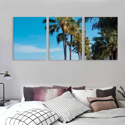 3pcs Tropical Palm Tree Beach Scene  Wall Art Set Canvas Framed 60x90cm - High Quality Print 100% Australian Made Wall Canvas Ready to Hang