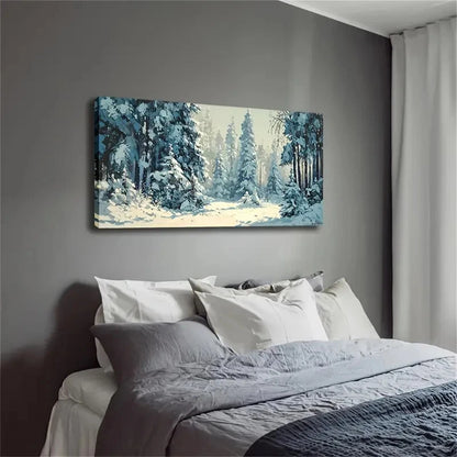 Snow-Covered Forest Showcases Wall Art Canvas Office Home Room Framed 120x60cm