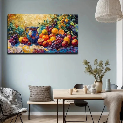 Picture Bottle Pile Of Fruit Wall Art Canvas Office Home Room Framed 120x60cm