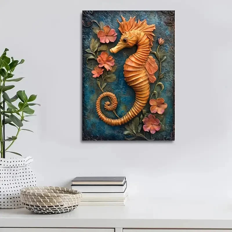 Beautiful Featuring a Seahorse Painting  40x60cm Metal Print Ready to Hang - Bella Home Decor
