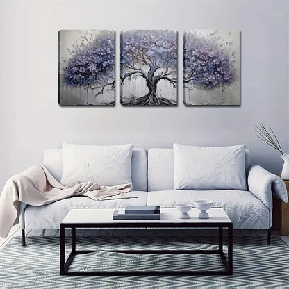 3pcs Blue-Purple Tree Design Abstract Perfect Wall Art Set Canvas Framed 40x60cm - High Quality Print 100% Australian Made Wall Canvas Ready to Hang - Bella Home Decor