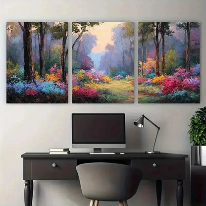 3pcs Spring Garden Landscape Flowering Perfect Wall Art Set Canvas Framed 50x70cm - High Quality Print 100% Australian Made Wall Canvas Ready to Hang
